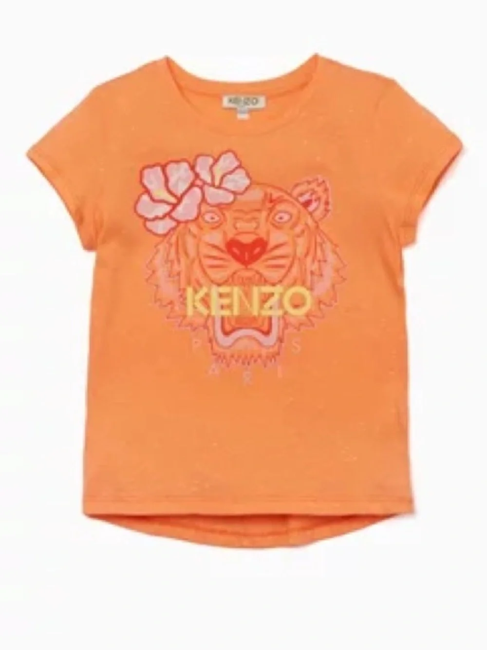 Kenzo Orange Kids Tiger Floral Logo Tee